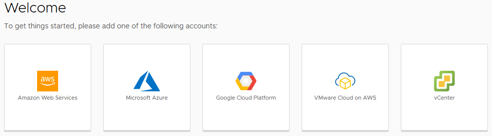 vRealize Automation 8 Cloud Account options